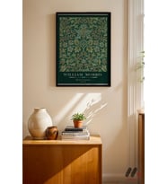 William Morris Flower Garden Deseni, Siyah Çerçeveli Duvar Tablosu - Ev Dekorasyonu