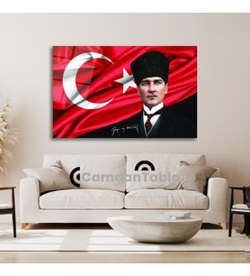 Atatürk ve Bayrak Cam Tablo