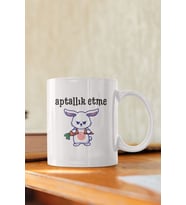 Aptallık Etme-Tavşan Baskılı Eğlenceli Komik Hediyelik Beyaz Kupa Bardak