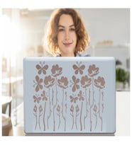 DEFTER STİCKER,LAPTOP STİCKER GRİ ÇİÇEKLİ  PVC 48X33X0,5CM