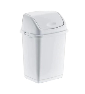 Polytime Magnum Klink Sallanır Kapak Ofis Banyo Mutfak Bahçe Çöp Kutusu Kovası / 20 Litre / Beyaz / 47x30x23 Cm.