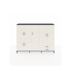 Arges Dolap 12 Raflı 2 Çekmeceli 7 Kapaklı 220x30x163 Antrasit-Aytaşı