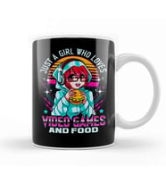 Funny Just A Girl Who Loves Video Games And Food Kupa Bardak Porselen