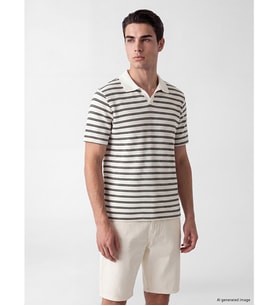 LC WAIKIKI Siyah Polo Yaka Çizgili Erkek Tişört