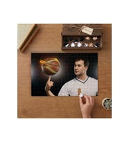 Alevli Top - Futbolcu Tasarımı 240 parça Ahşap Puzzle Ahşap Kutuda MP00780