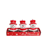3 Adet 4cm Yılbaşı Tealight Mum Şapkalı Kardan Adam