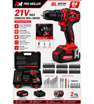 21V Kömürsüz Çift Akülü Metal Şanzıman Led Işıklı Darbeli Matkap 84pcs