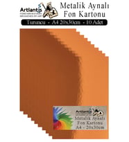 Metalik Aynalı Fon Kartonu 10 lu A4 20X30 cm 1 Paket Okul Sınıf Dekoratif Pırıltılı Folyo Kağıt Dekoratif Anasınıfı Kreş (Turuncu)
