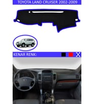 Toyota Land Cruiser 2002-2009 İçin Uygun Torpido Koruma Halısı Siyah Kenar Renk Mavi