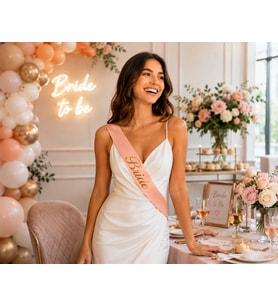 Bride Yazılı Somon Altın Yaldızlı Gelin Kuşağı Bekarlığa Veda Parti Süsü