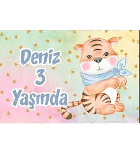 Sevimli Kaplan Doğum Günü Afişi 35X50 cm