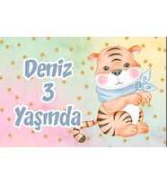 Sevimli Kaplan Doğum Günü Afişi 35X50 cm