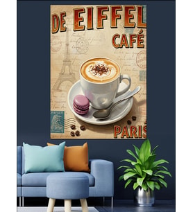 Paris Kahve Kafe Afiş Dekoratif Kanvas - Mdf Ahşap Tablo