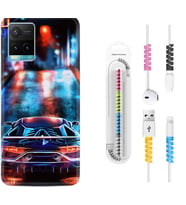 Vivo Y11S Y21S Y20 Y20S Y70 Kılıf Kablo Koruma Spiral Silikon Neon Cars 1724
