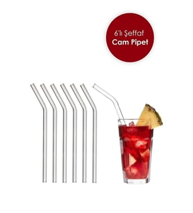 Şeffaf 6'lı Cam Eğimli Pipet