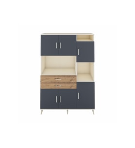 Hyperion Dolap 9 Raflı 2 Çekmeceli 6 Kapaklı 132x44x195 Aytaşı-Antrasit/Çam
