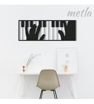 Metla Metal Piyano Çalan Eller Modern Metal Duvar Tablosu Müzik Odası Salon Dekorasyon Hediye