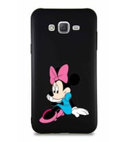 Samsung Galaxy J7 Soft Premier Kapak Minnie Mouse-E Tasarımlı Silikon Kılıf - Siyah (Şeffaf)