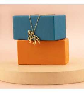 DKMN Gümüş Origami At Şekilli 925 Ayar Gümüş Kolye (Gold)