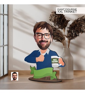 BK Gift Kişiye Özel Öğretmen Karikatürlü Büyük Boy Ahşap Biblo-4 Arkadaşa Hediye , Sevgiliye Hediye, Kişiye Özel Biblolar