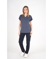 Unisex Bronz Yıldız Desenli Doktor Hemşire Hastane Aşçı Scrubs Üniforma Takımı (Lacivert)