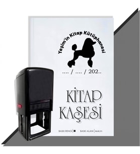Kişiye Özel Köpek Silüet 13 Tarihli Otomatik Kitap Kaşesi (Siyah)