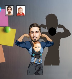 Kişiye Özel Babalar Günü Baba Erkek Bebek Karikatürlü Ahşap Magnet Model-1