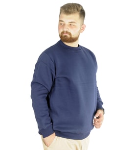 Mode XL Erkek Sweatshirt Bisiklet Yaka Basic 20131 İndigo