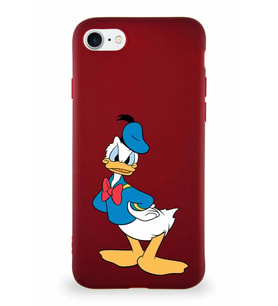 Apple iPhone 8 Soft Premier Kapak Donald Duck-D Tasarımlı Silikon Kılıf - Mürdüm (Şeffaf)