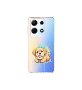 Infinix Note 30 ile Uyumlu Splash Köpek Tasarımlı Şeffaf Silikon Kılıf