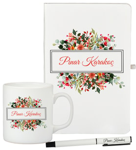Doğum Günü Hediyesi Kişiye Özel Defter Kupa ve Roller Kalem Seti