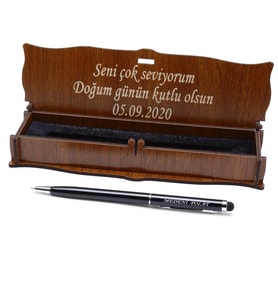 Kişiye Özel Tükenmez Kalem Ahşap Kutulu