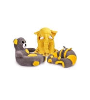 TOKKO Lüks Üçlü set - Bebeyatmaz + 60 Cm Uyku Fili + Peluş Ayıcık - Antibakteriyel 3'Lü Set (Gri - Sarı)