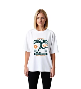 Futbol Dünya Ligi Spor Bölümü Baskılı Kadın Oversize Tişört