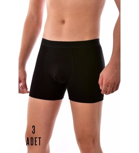 Erkek Siyah 3 Adet Elit Modal Elasthan Boxer  1251