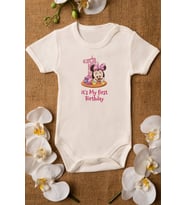Ilk Doğum Günü 1 Yaş Kız Bebek Body Organik