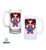 Bayan Chucky Kulplu Bira Bardağı Buzlu veya Şeffaf Seçenekli 0274
