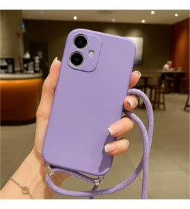 Coverzone Apple iPhone 16 Plus ile Uyumlu ?pli Boyun Ask?l? Silikon K?l?f Kadife ?� Yap?l? Dulcet Epiphany boyun �apraz as?labilen ?pli K?l?f Lila