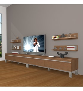 Decoraktiv Eko 360R Mdf Krom Ayaklı Tv Ünitesi Tv Sehpası (Ceviz)