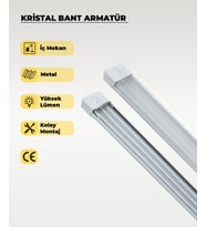 80W Beyaz Kristal Led Bant Armatür 3200K Sarı Işık (Siyah)
