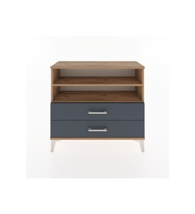 Arges Şifonyer 2 Raflı 2 Çekmeceli 88x30x80 Çam-Antrasit