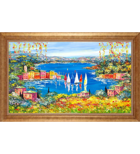 Çerçeveli Paspartulu Manzara Tablo bm1875 (Gold)