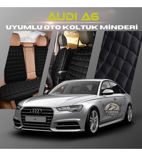 Audi A6  Siyah Renk Tay Tüyü Cepli & Terletmez Sırtlı Oto Koltuk Minder Seti - Koltuk Koruma Kılıfı (ÖN & ARKA TAM SET)