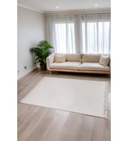 Bergama Desenli Dekoratif Dokuma Halı Salon Yatak Odası ve Koridor Halısı 9801A (Beyaz)