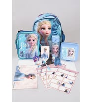 DEKOMUS LİSANSLI ELSA FROZEN TEK BÖLMELİ KÜÇÜK BOY 32 CM ANAOKUL VE BESLENME ÇANTASI,MATARA,BESLENME KABI İLE FULL OKUL/KIRTASİYE SETİ (Mor)