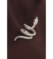Mey İthalat® Ayarlanabilir Silver Renk Zirkon Taşlı Yılan Yüzük