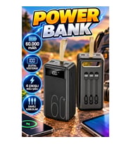 60.000 mAh Dijital Göstergeli 4 Çıkışlı Hızlı Şarj Taşınabilir Powerbank