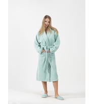 CottonVerse Şalyaka Bornoz – %100 Pamuk, Unisex Su Yeşili-S/M