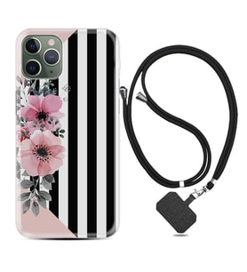 Apple iPhone 11 12 13 14 Pro Max Kılıf Boyun Askılı Silikon Flowers 4 1390