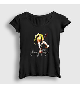 Presmono Kadın Siyah Led Zeppelin Jimmy Page T-Shirt 371642tt